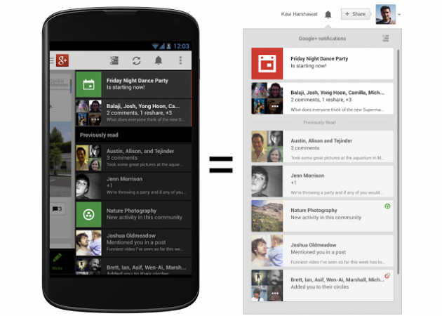 Google+ update now syncs notifications